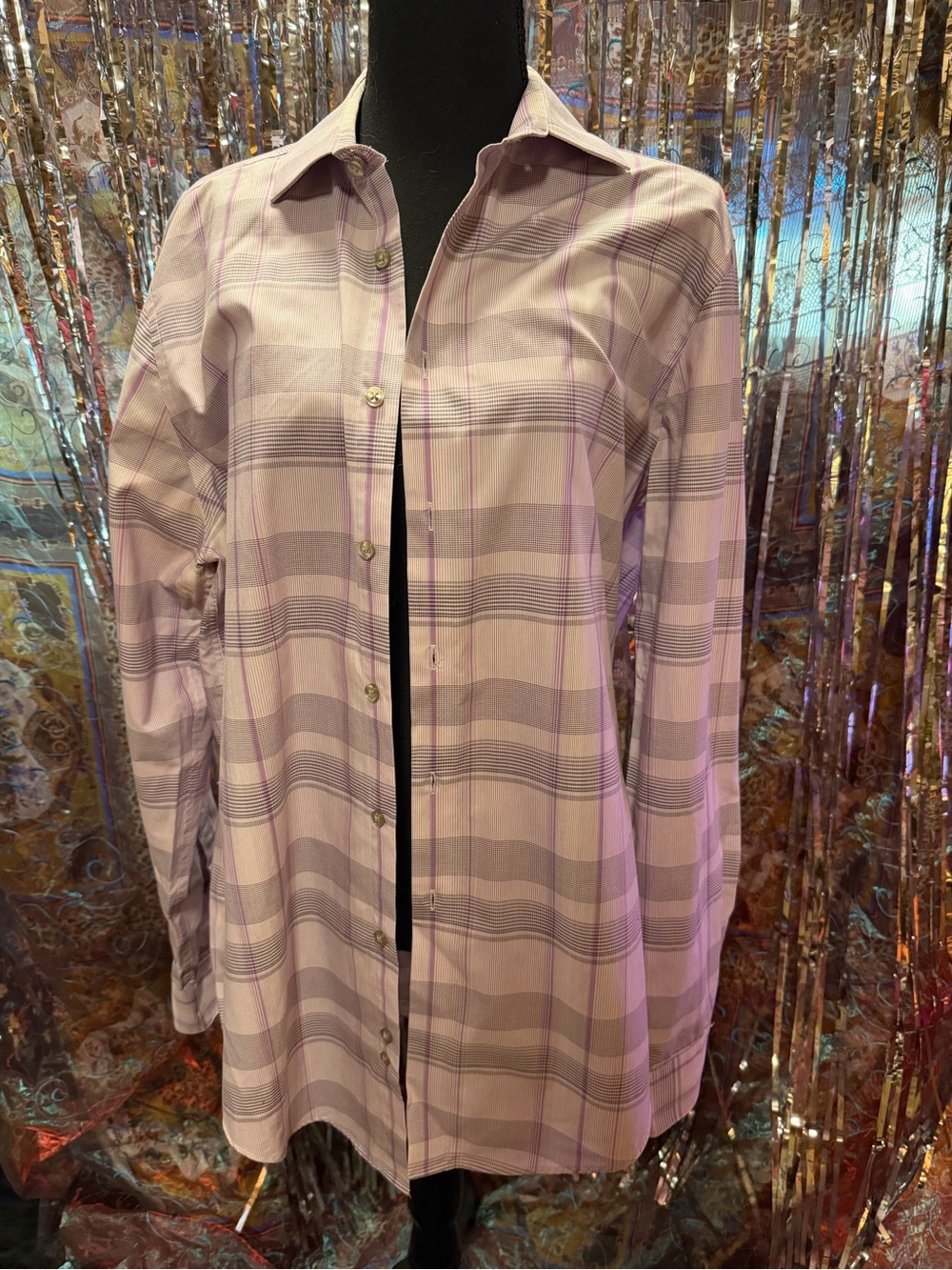 Calvin Klein Purple Plaid Dress Shirt